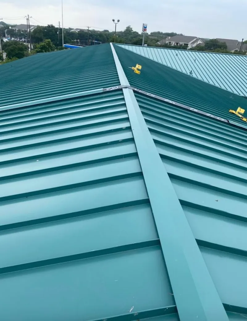 Green commercial metal roof ridge and valley for Metal Roof Repair in Waipio Acres